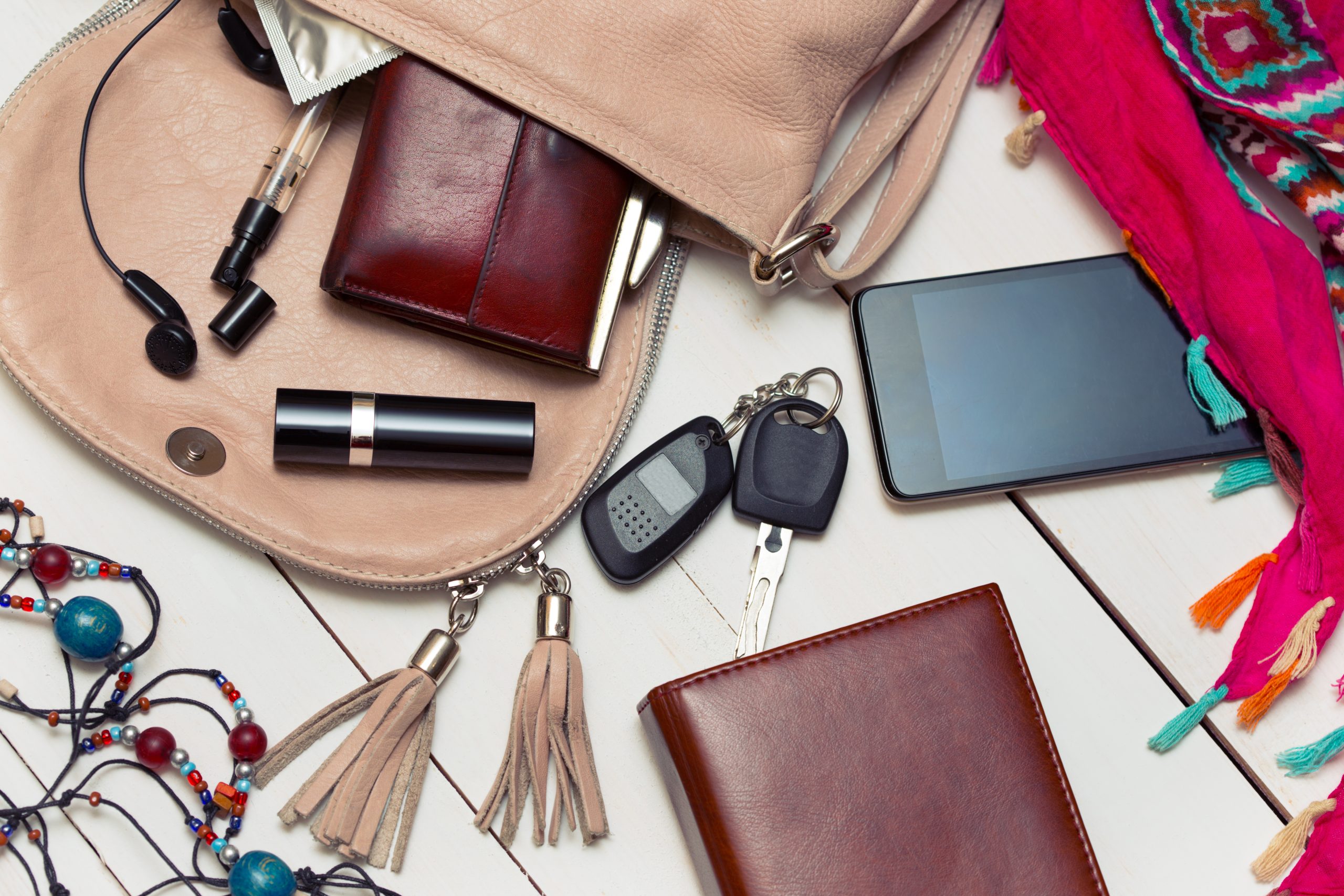 Inhalt einer Handtasche